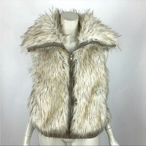 BB Dakota Faux Fur Vest in Cream and Brown